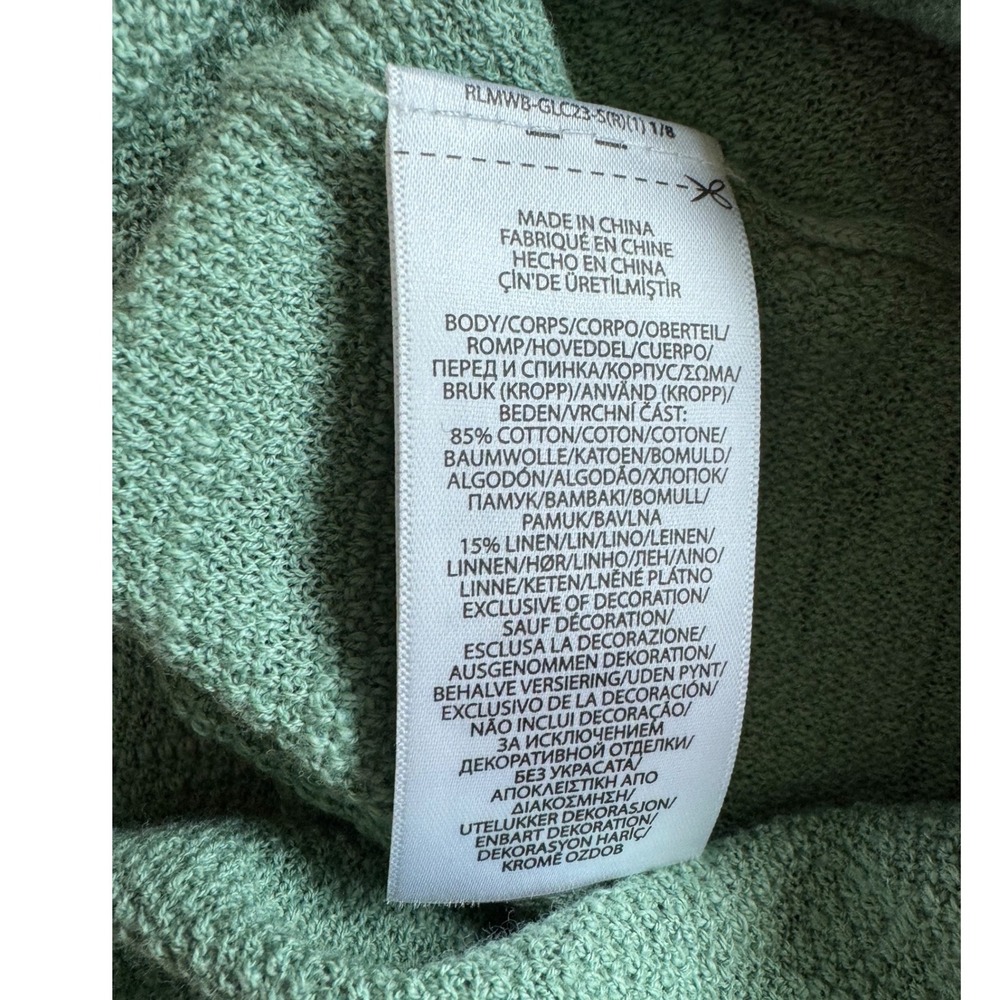Polo Ralph Lauren Knit Polo Shirt Mens M Faded Mint Cotton Linen Sweater NWT - Picture 9 of 9